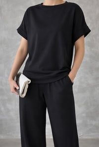 Relaxed Two-Piece Co-Ord Set – Black | Style 3659