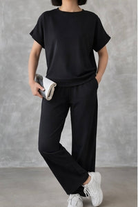 Relaxed Two-Piece Co-Ord Set – Black | Style 3659