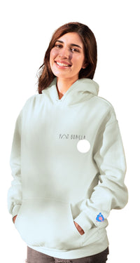 model wearing white hoodie