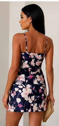 Women’s Floral Print Mini Dress Sleeveless Spaghetti Strap Bodycon Slim Fit Summer Holiday Beach Vacation Party Cocktail Evening Going Out Short Dress Lightweight Fashion Dress Floral Dress Style 4437