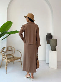 Linen Look Midi Dress & Lightweight Cardigan Co-Ord Set Style 1003