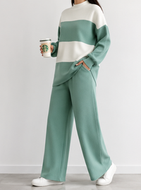 Women's Colour Block Co-Ord Set -Sage | Charcoal Grey FG 4440