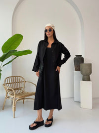 Linen Look Midi Dress & Lightweight Cardigan Co-Ord Set Style 1003