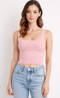 Square Neck Ribbed Crop Top