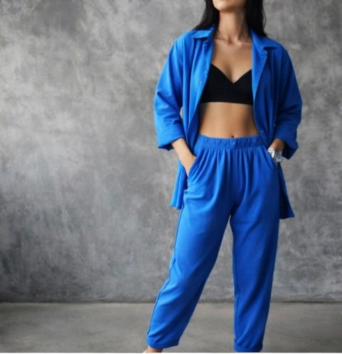 Gofre Textured Co-Ord- Blue | FG 4441