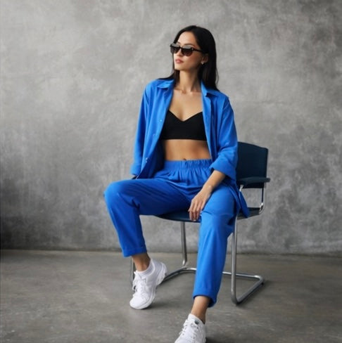 Gofre Textured Co-Ord- Blue | FG 4441