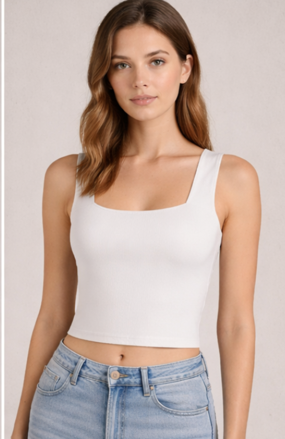 Square Neck Ribbed Crop Top