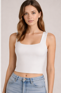 Square Neck Ribbed Crop Top