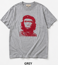Gray t-shirt with a red graphic flat laid