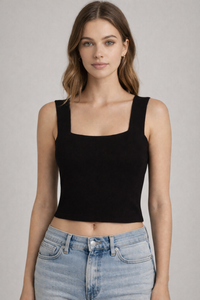 Square Neck Ribbed Crop Top