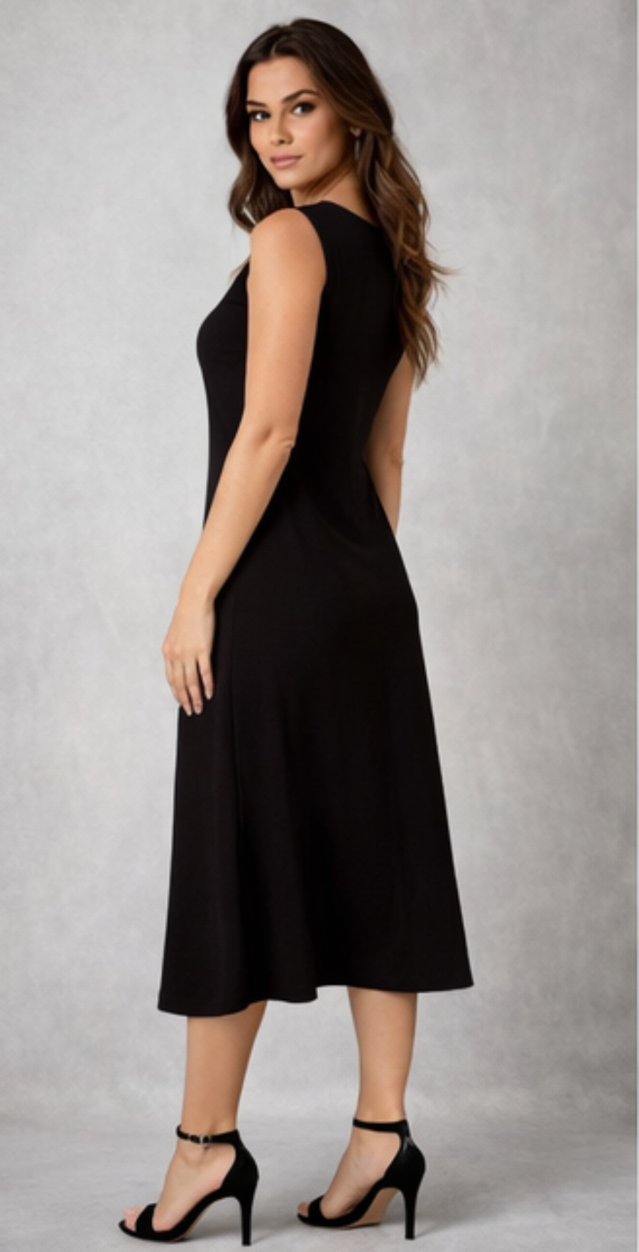 Essential Sleeveless Midi Dress – Black