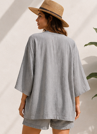 Women’s Lightweight Kimono & Shorts Co-Ord Set – Relaxed Fit Summer Loungewear 2 Piece Outfit