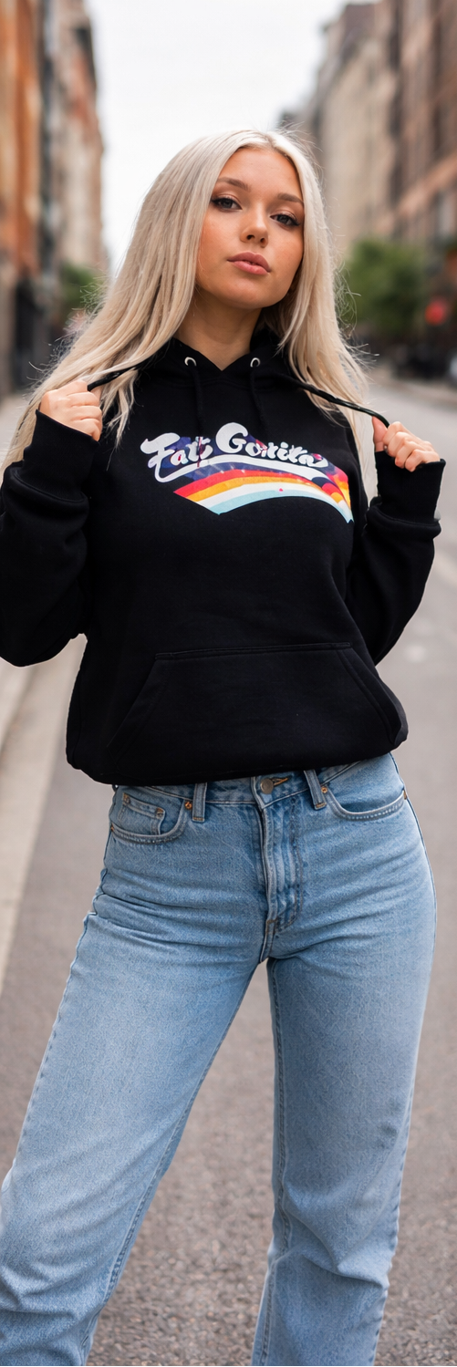 Unisex Graphic Fleece Hoodie – Black &  White