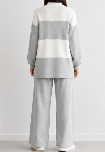 Women's Colour Block Co-Ord Set -Sage | Charcoal Grey FG 4440