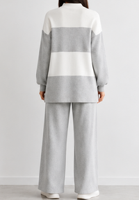 Women's Colour Block Co-Ord Set -Sage | Charcoal Grey FG 4440