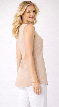 Coastal Gold Button Textured Tunic - Navy and Beige