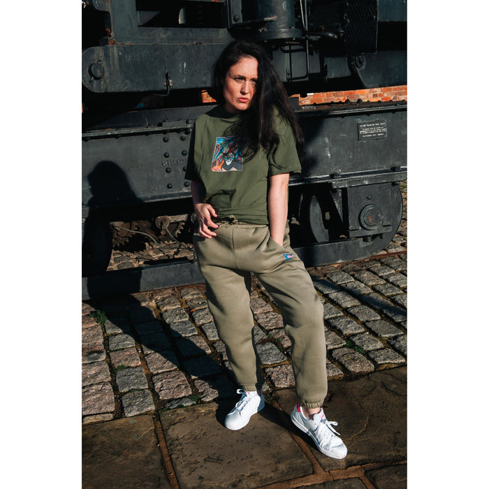 womens Ladies jogger 2  side pockets drawstring elasticated waist print logo