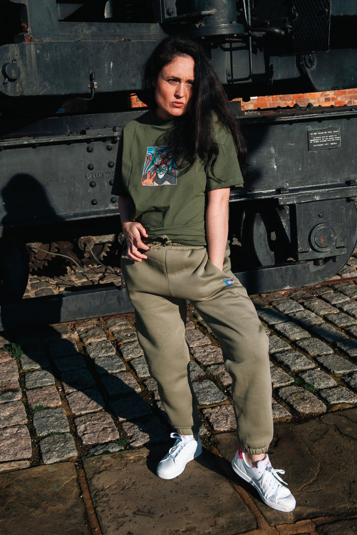 Womens fleece Joggers 2 side pockets 1 back pocket and logo drawstring elasticated