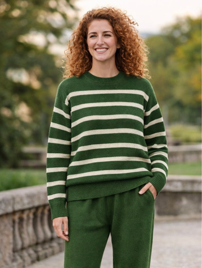 Striped Knit C0-Ord Set - Soft Premium 2-Piece Outfit  (Style 4441)