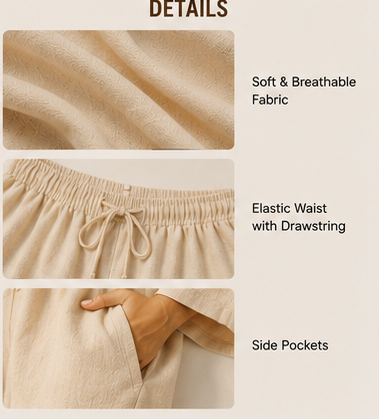 Women’s Lightweight Kimono & Shorts Co-Ord Set – Relaxed Fit Summer Loungewear 2 Piece Outfit