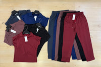 Womens two piece Top + Pants Modal Ladies elasticated drawstring casual lounge comfort set t-shirt joggers set 4432