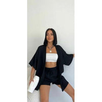 Womens Kimono 2 pc short/shirt  set