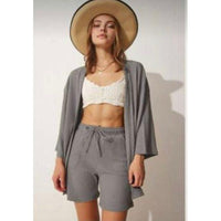 Womens Kimono 2 pc short/shirt  set