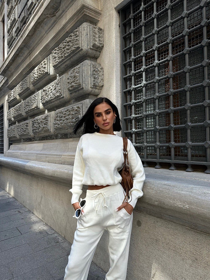 Women's Elegant Co-Ord Lounge Set - 2 Piece (Style 9945) White
