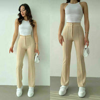 Womens casual evening formal ladies Jacquard Pant front zip button front pleat trouser