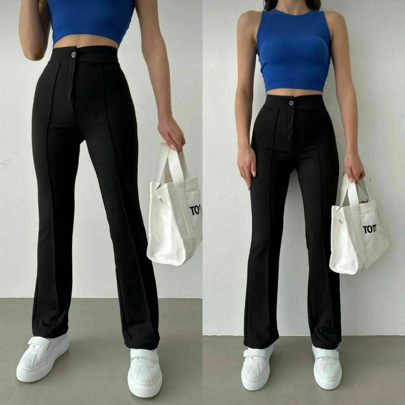 Womens casual evening formal ladies Jacquard Pant front zip button front pleat trouser