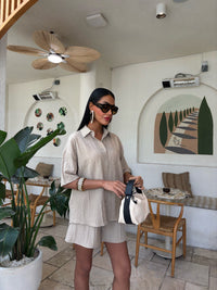 Women's 2 Pieces Outfit Ladies Co Ord Set button Shirt Top + drawstring elasticated Shorts Aesthetic Summer Clothes Streetwear Loungewear Casual 10135