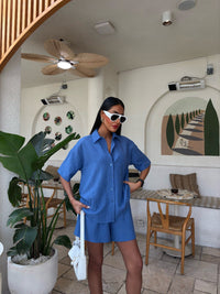 Women's 2 Pieces Outfit Ladies Co Ord Set button Shirt Top + drawstring elasticated Shorts Aesthetic Summer Clothes Streetwear Loungewear Casual 10135