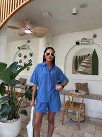 Women's 2 Pieces Outfit Ladies Co Ord Set button Shirt Top + drawstring elasticated Shorts Aesthetic Summer Clothes Streetwear Loungewear Casual 10135