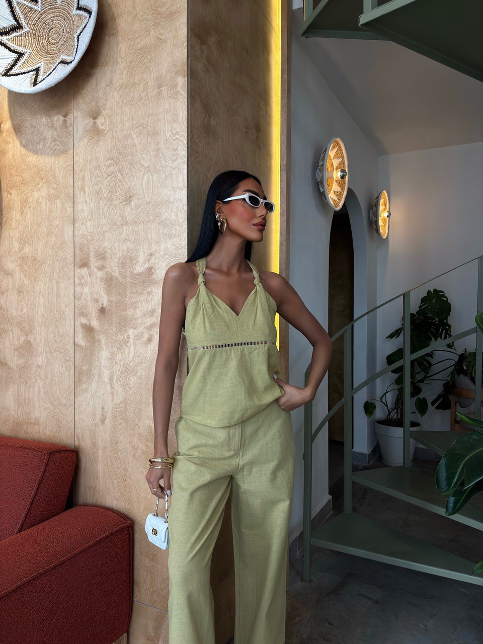 Women 2 Piece set Casual Summer Sleeveless Top and Trouser comfy Vest Set 10154