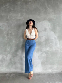 Fat Gorilla Womens Wide Leg Trousers Linen Blend Belted Palazzo Pants