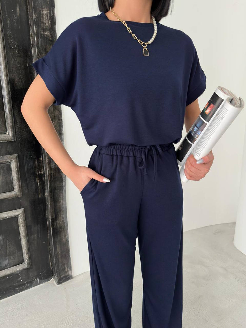 Women Ladies two pc set Top + Trouser elasticated waist 2 pockets Modal loungewear soft fabric 3659/2
