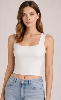 Square Neck Ribbed Crop Top