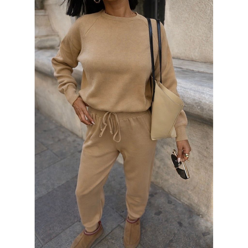 Fat Gorilla Amara Elegant Co-Ord Lounge Set - 2 Piece (Style 9945) Beige