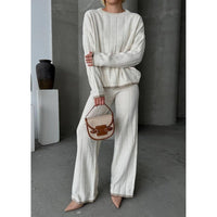 Fat Gorilla Knitwear Set-Crew Top Elastic Pants - FAT GORILLA