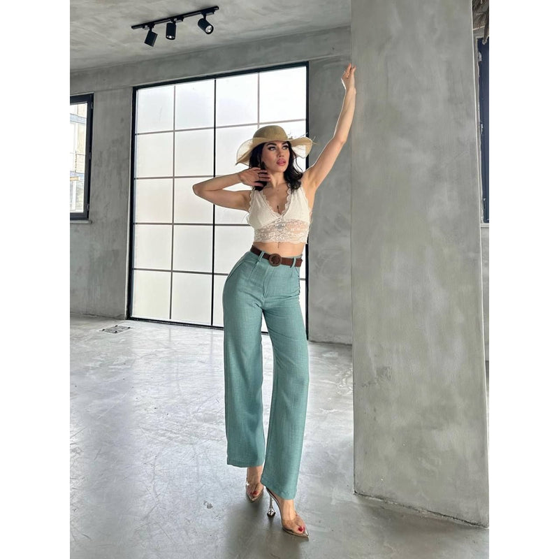 Fat Gorilla Women's Linen Palazzo Trousers- Wide Leg - FAT GORILLA