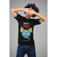 Womens Unisex Mens  Short sleeve crew neck t-shirt BLACK printed