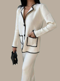 style 4423A ladies knitted 2 piece jacket/pants set 50% wool