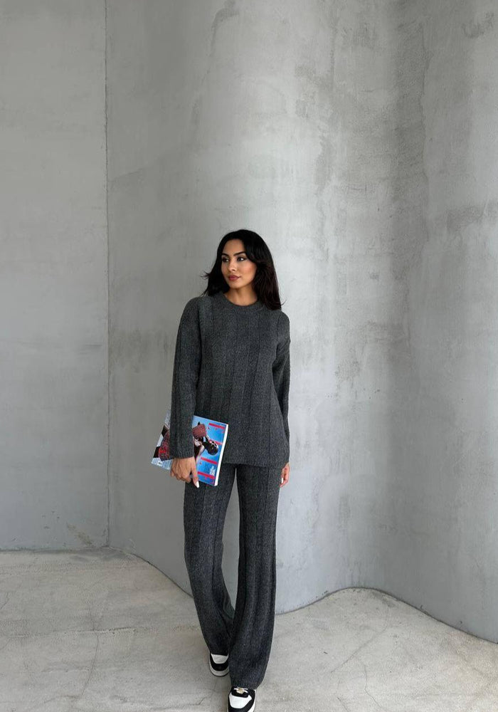 Style 4427 womens ladies wool rich soft touch knitted 2 pc set top/pant