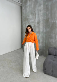 Womens fashion Palazzo Pant 2 side pockets zip button fashion casual comfort ladies style 4438