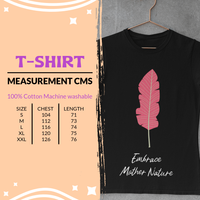 Unisex Short sleeve crew neck t-shirt leaf Black cotton