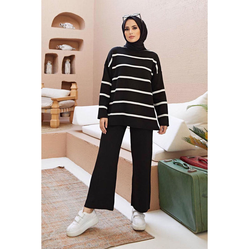 Striped Knit C0-Ord Set - Soft Premium 2-Piece Outfit