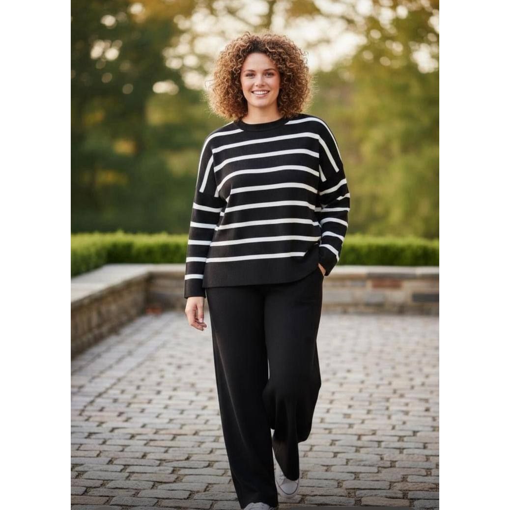 Striped Knit C0-Ord Set - Soft Premium 2-Piece Outfit