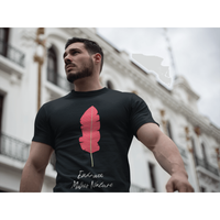 Unisex Short sleeve crew neck t-shirt leaf Black cotton