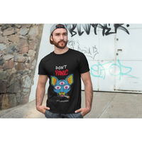 Womens Unisex Mens  Short sleeve crew neck t-shirt BLACK printed