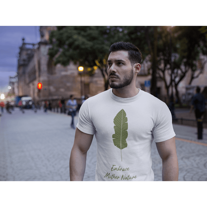 Unisex Short sleeve crew neck t-shirt leaf White cotton - FAT GORILLA